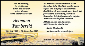 Anzeige von Hermann Wamberski von Westfälische Nachrichten