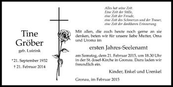 Anzeige von Tine Gröber von Westfälische Nachrichten