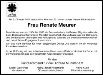 Anzeige von Renate Meurer von Westfälische Nachrichten