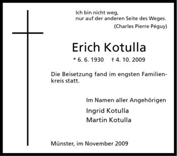 Anzeige von Erich Kotulla von Westfälische Nachrichten