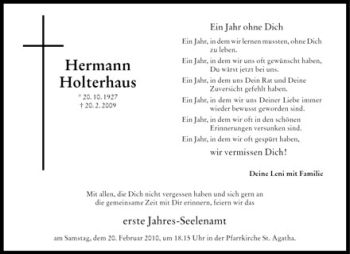Anzeige von Hermann Holterhaus von Westfälische Nachrichten