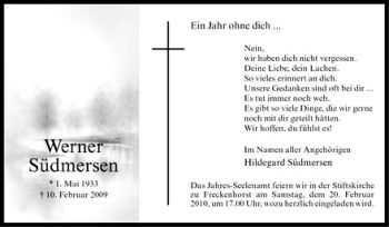 Anzeige von Werner Südmersen von Westfälische Nachrichten