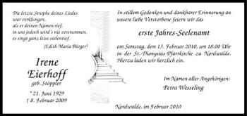 Anzeige von Irene Eierhoff von Westfälische Nachrichten
