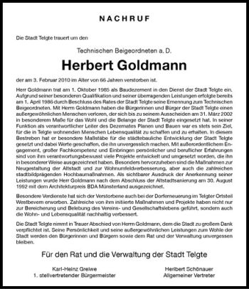Anzeige von Herbert Goldmann von Westfälische Nachrichten