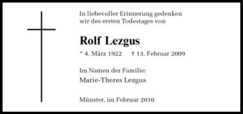 Anzeige von Rolf Lezgus von Westfälische Nachrichten