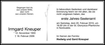 Anzeige von Irmgard Kneuper von Westfälische Nachrichten