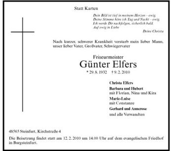 Anzeige von Günter Elfers von Westfälische Nachrichten