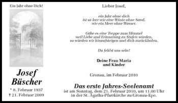 Anzeige von Josef Büscher von Westfälische Nachrichten