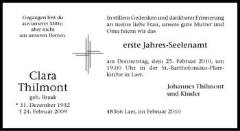 Anzeige von Clara Thilmont von Westfälische Nachrichten