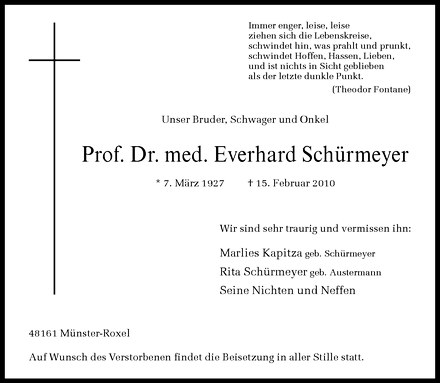  Traueranzeige für Everhard Schürmeyer vom 17.02.2010 aus Westfälische Nachrichten