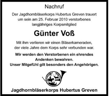 Anzeige von Günter Voß von Westfälische Nachrichten