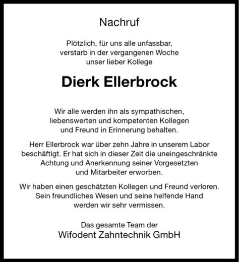  Traueranzeige für Dierk Ellerbrock vom 06.03.2010 aus Westfälische Nachrichten