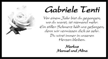 Anzeige von Gabriele Tenti von Westfälische Nachrichten