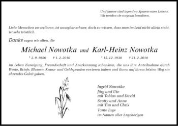 Anzeige von Karl-Heinz Nowotka von Westfälische Nachrichten