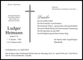 Anzeige von Ludger Heimann von Westfälische Nachrichten