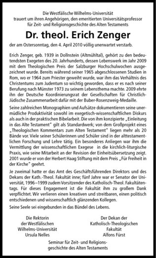  Traueranzeige für Erich Zenger vom 10.04.2010 aus Westfälische Nachrichten