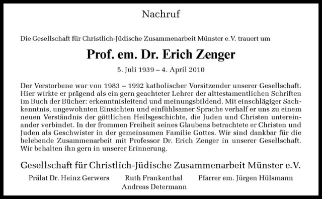  Traueranzeige für Erich Zenger vom 10.04.2010 aus Westfälische Nachrichten