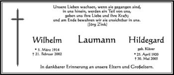 Anzeige von Wilhelm Laumann von Westfälische Nachrichten