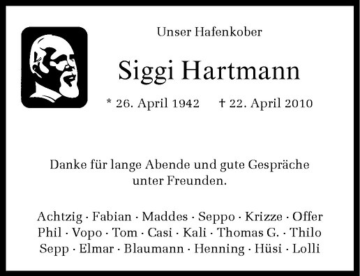  Traueranzeige für Siegfried Hartmann vom 27.04.2010 aus Westfälische Nachrichten