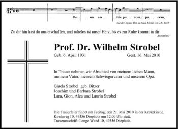 Anzeige von Wilhelm Strobel von Westfälische Nachrichten