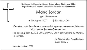 Anzeige von Maria Jordan von Westfälische Nachrichten