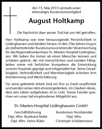 Anzeige von August Holtkamp von Westfälische Nachrichten