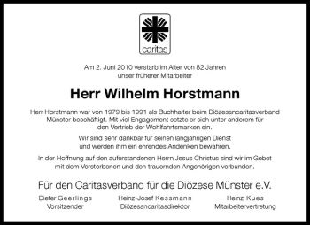 Anzeige von Wilhelm Horstmann von Westfälische Nachrichten