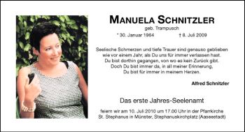 Anzeige von Manuela Schnitzler von Westfälische Nachrichten