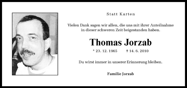  Traueranzeige für Thomas Jorzab vom 26.06.2010 aus Westfälische Nachrichten