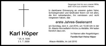 Anzeige von Karl Höper von Westfälische Nachrichten