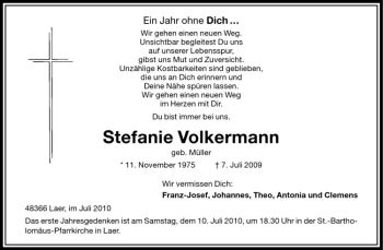 Anzeige von Stefanie Volkermann von Westfälische Nachrichten