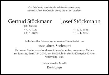 Anzeige von Gertrud Stöckmann von Westfälische Nachrichten