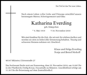 Anzeige von Katharina Everding von Westfälische Nachrichten