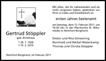 Anzeige von Gertrud Stöppler von Westfälische Nachrichten