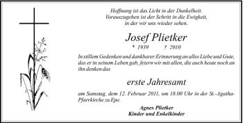 Anzeige von Josef Plietker von Westfälische Nachrichten