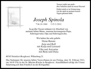 Anzeige von Josepha Spinola von Westfälische Nachrichten
