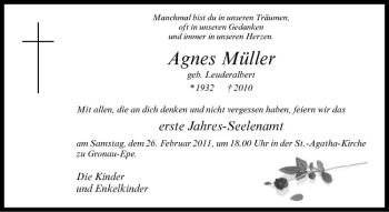 Anzeige von Agnes Müller von Westfälische Nachrichten