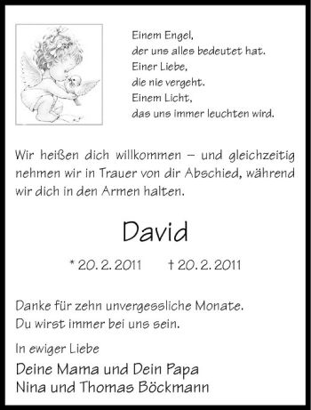 Anzeige von David  von Westfälische Nachrichten
