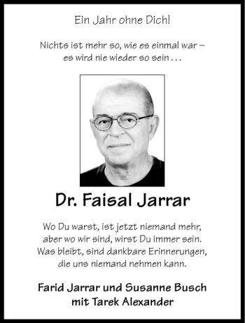 Anzeige von Faisal Jarrar von Westfälische Nachrichten