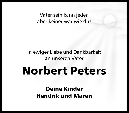  Traueranzeige für Norbert Peters vom 02.03.2011 aus Westfälische Nachrichten