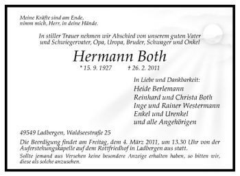 Anzeige von Hermann Both von Westfälische Nachrichten
