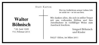 Anzeige von Walter Böhnisch von Westfälische Nachrichten