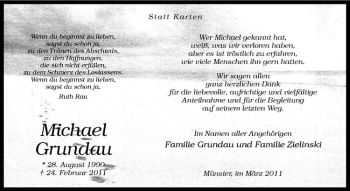 Anzeige von Michael Grundau von Westfälische Nachrichten