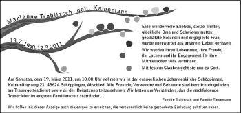 Anzeige von Marianne Trabitzsch von Westfälische Nachrichten