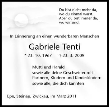 Anzeige von Gabriele Tenti von Westfälische Nachrichten