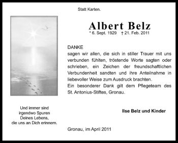 Anzeige von Albert Belz von Westfälische Nachrichten