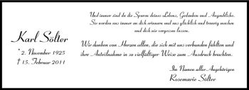 Anzeige von Karl Sölter von Westfälische Nachrichten