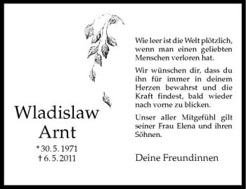 Anzeige von Wladislaw Arnt von Westfälische Nachrichten