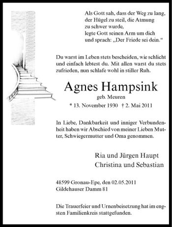 Anzeige von Agnes Hampsink von Westfälische Nachrichten