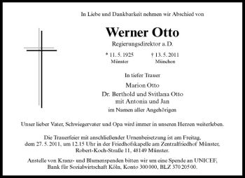 Anzeige von Werner Otto von Westfälische Nachrichten